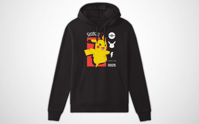 Pokemon Pikachu Unisex Black Pullover Hoodie