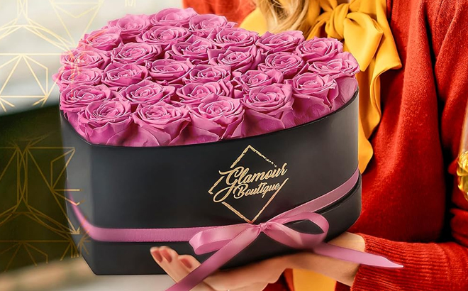 Preserved Roses 27 Piece Forever Flowers Heart Shape Box