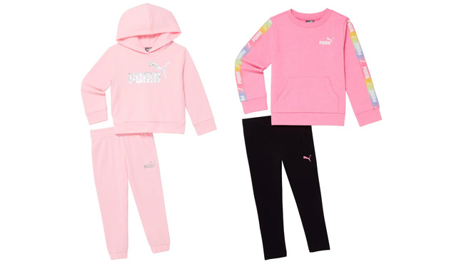 Puma Baby Logo Hoodie Sweatpants Set and Puma Baby Fleece Pullover Leggings Set