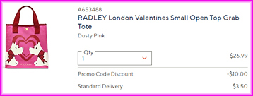 Radley London Valentines Tote Checkout Screen
