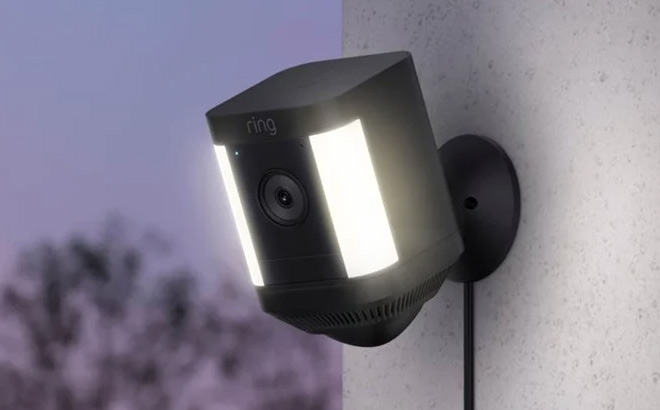 Ring Spotlight Plus Plug in Camera on a Wall
