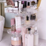 Rotating Cosmetic Organizer Filled with a Variation of Makeup