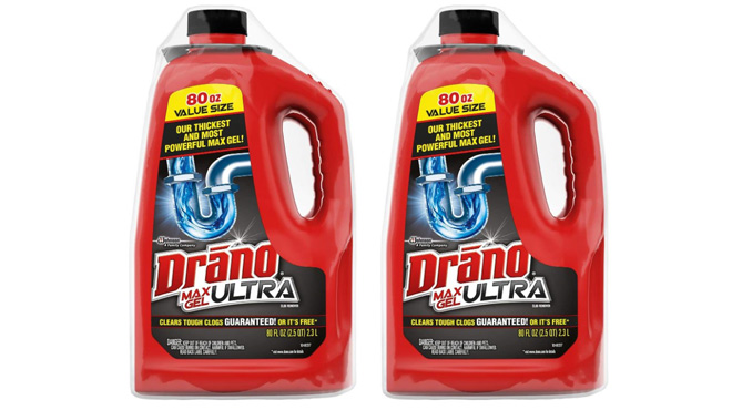 SC Johnson Drano Drain Clog Remover 2 Pack on a White Background