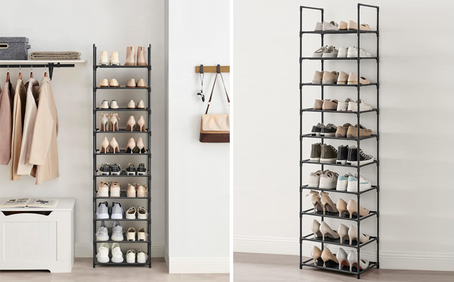 SONGMICS Shoe Rack 10 Tier Shoe Shelf Shoe Storage Organizer