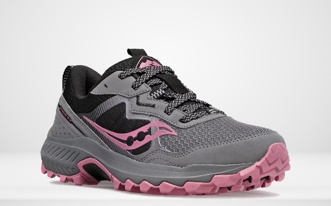 Saucony Excursion TR16 Trail Womens Shoe in Gray and Pink Color