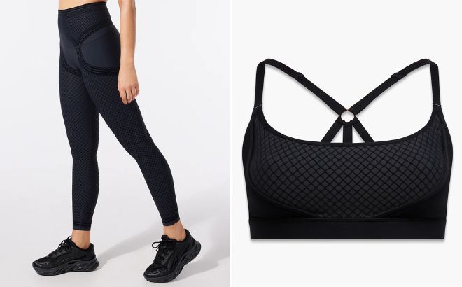 Savage Fenty Special FX High Waist Garter Legging and Special FX Low Impact Flocked Sports Bra