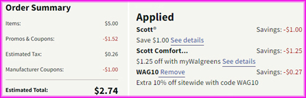 Scott ComfortPlus Toilet Paper Checkout Screen