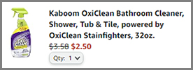 Screenshot of Kaboom OxiClean Bathroom Cleaner Very Low Price at Amazon