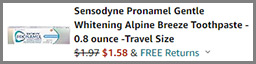 Screenshot of Sensodyne Pronamel Gentle Whitening Travel Size Toothpaste Final Price at Amazon Checkout Page
