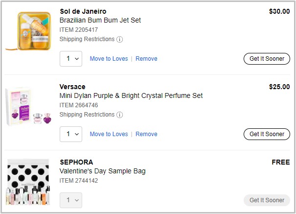 Sephora Checkout Screenshot