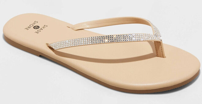 Shade Shore Womens Cali Flip Flop Sandal in Silver Color