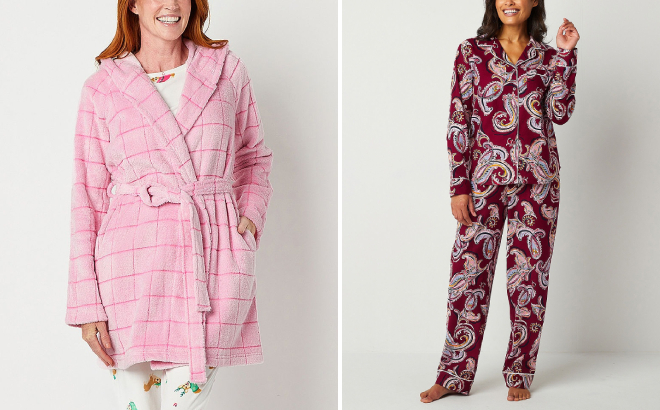 Sleep Chic Womens Robe and Liz Claiborne Womens 2 Piece Pajama Set