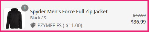 Spyder Mens Force Full Zip Jacket Final Price Screenshot