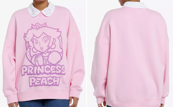 Super Mario Princess Peach Collared Girls Sweatshirt at Hot Topic 1