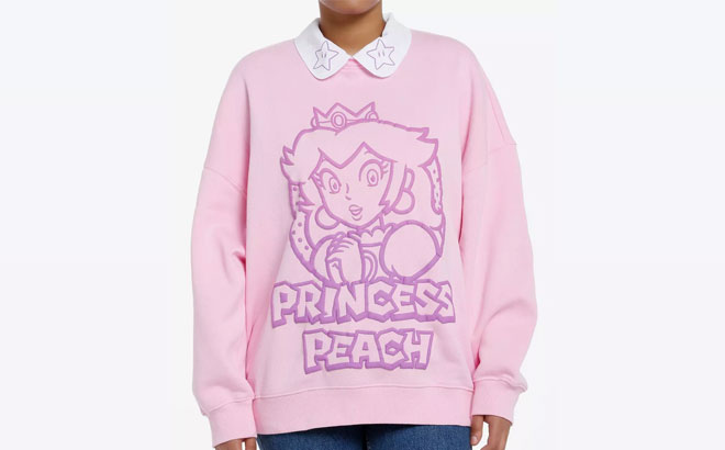 Super Mario Princess Peach Collared Girls Sweatshirt at Hot Topic
