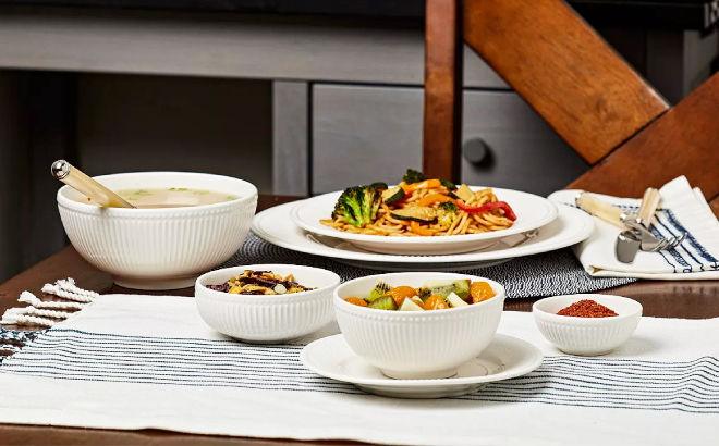 Tabletops Unlimited Dinnerware Set Used to Serve Food on Dining