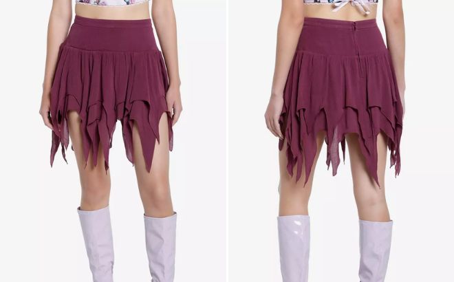 Thorn Fable Dark Purple Hanky Hem Mini Skirt Thorn Fable Dark Purple Hanky Hem Mini Skirt