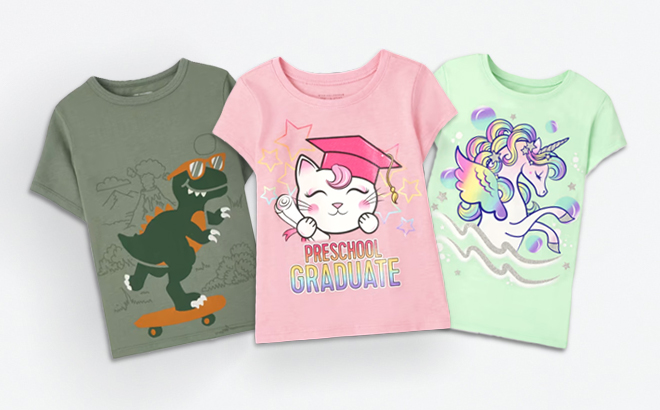 Three Different Styles of The Childrens Place Kids T Shirts
