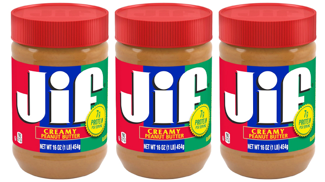 Three Jif Peanut Butter Jars