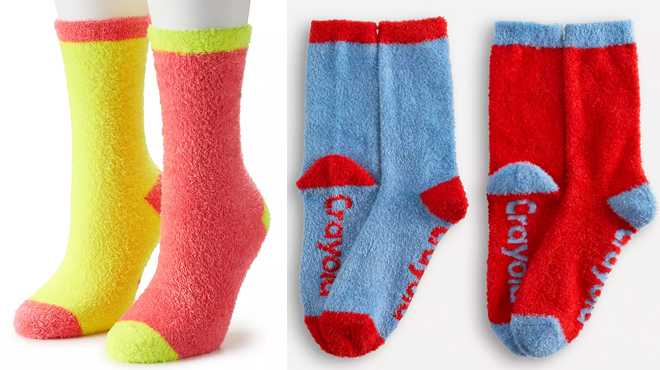 Three Pairs of Crayola X Kohls Adult Colorblock Yarn Socks