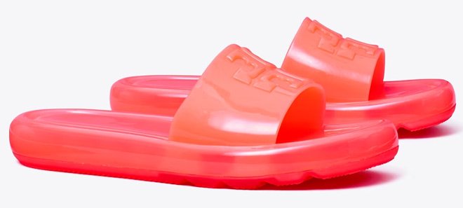 Tory Burch Bubble Jelly Sandals on Gray Background