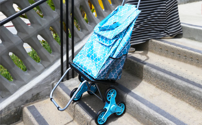 Trolley Dolly Foldable XL Stair Climber Shopping Cart in Blue Color