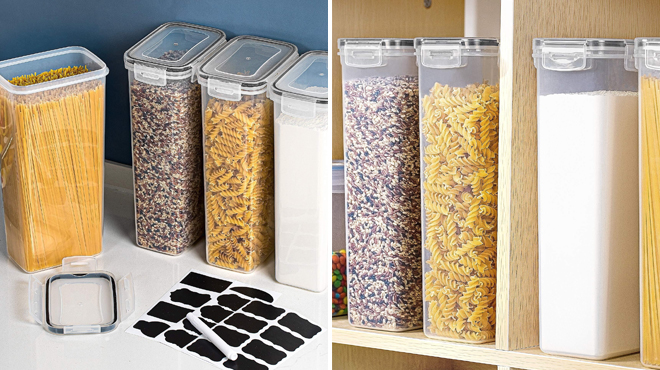Two Images of Pasta Storage Containers with Pasta Inside