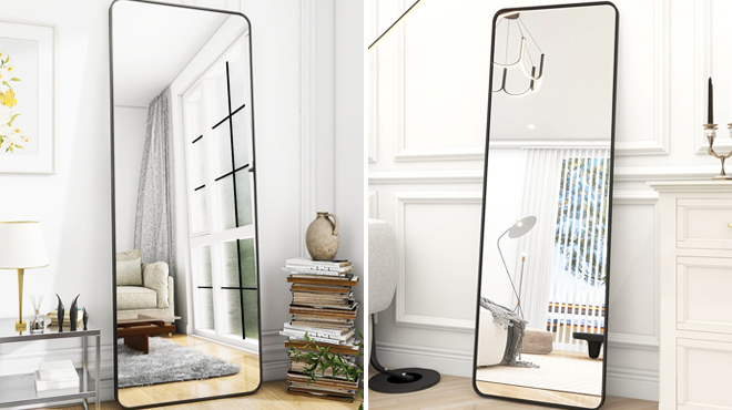 Two Images of Rounded Corner Full Length Mirror