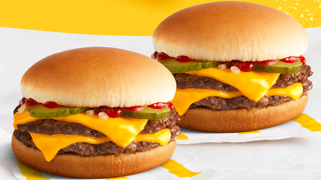 Two McDonalds Double Cheeseburgers