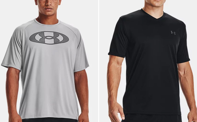 Two Models Wearing Mens Under Armour T Shirts