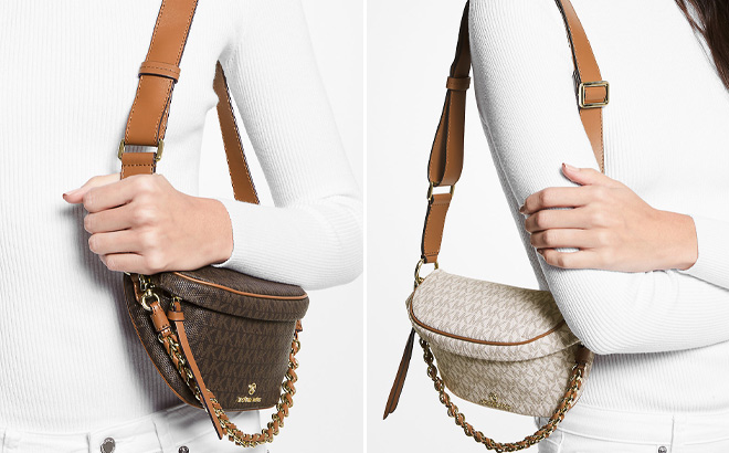 Two Michael Kors Extra Small Logo Sling Pack
