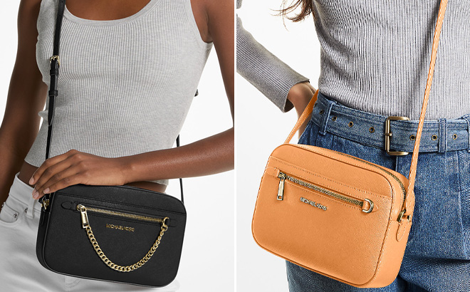 Two Michael Kors Jet Set Large Saffiano Leather Crossbody Bag Two Michael Kors Jet Set Large Saffiano Leather Crossbody Bag