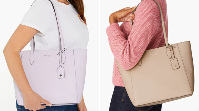Two Models Wearing Kate Spade Dana Tote Bags Two Models Wearing Kate Spade Dana Tote Bags