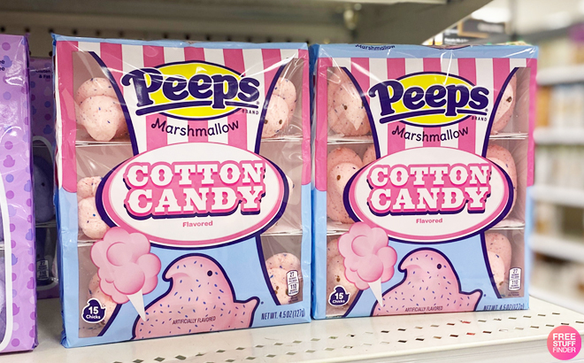 Two Packs of Peeps Cotton Candy Marshmallow Chicks on a Shelf