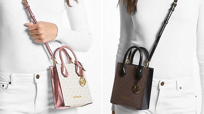 Two People Wearing Michael Kors Mercer Crossbody Bags Two People Wearing Michael Kors Mercer Crossbody Bags