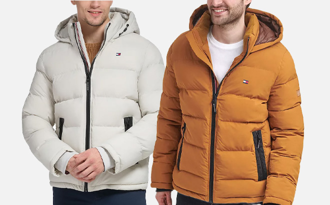 Two Tommy Hilfiger Mens Hooded Puffer Jackets