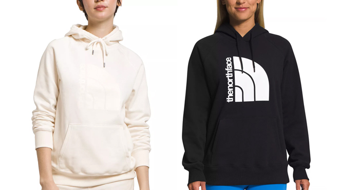 Two Women Wearing The North Face Jumbo Half Dome Pullover Hoodies