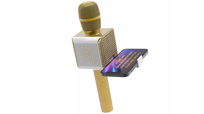 Tzumi Pop Solo Bling Bluetooth Karaoke Microphone Gold Color