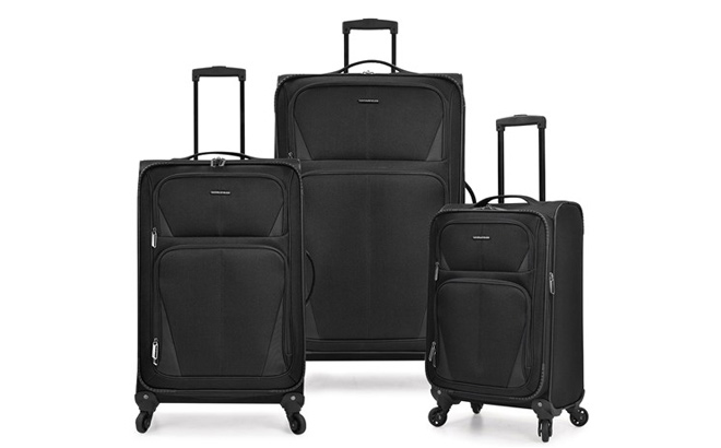 U S Traveler Aviron Bay Expandable Softside Spinner Wheels 3 Piece Luggage Set