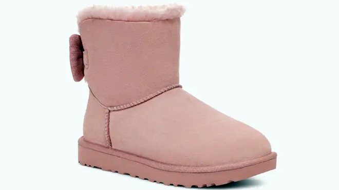 UGG Womens Mini Bailey Ribbed Bow Boots