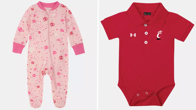 Under Armour Infant UA Collegiate Polo Romper and Under Armour Newborn Girls Printed Coverall Under Armour Infant UA Collegiate Polo Romper and Under Armour Newborn Girls Printed Coverall