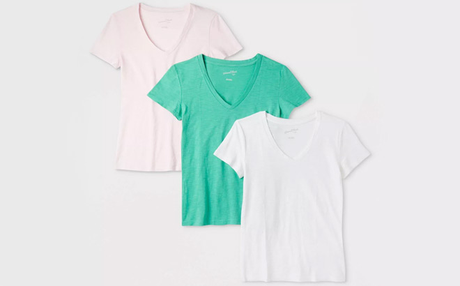 Universal Thread Womens V Neck Short Sleeve T Shirt 3 Pack