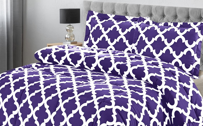 Utopia 3 Piece Purple Queen Size Comforter Set