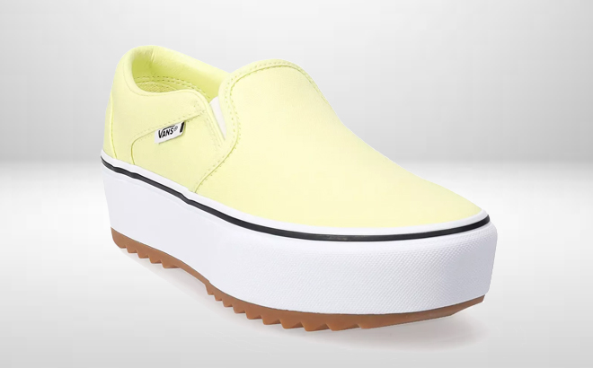 Vans Asher Platform ST Womens Slip On Shoes in Light Green Color