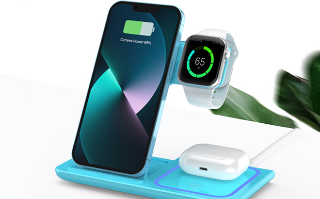 Wireless Charger Station in Blue Color