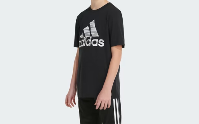 a Boy Wearing Adidas Boys Liquid Camo Logo Tee