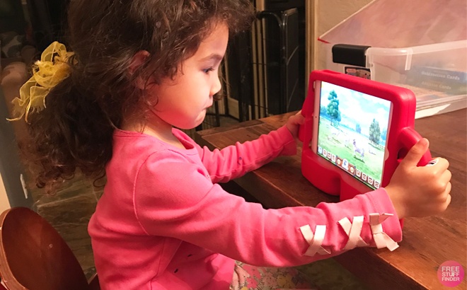 Girl Watching a Show on Tablet