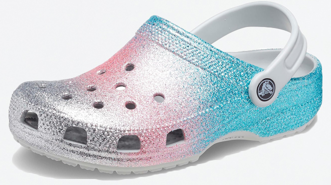 an Image of Crocs Kids Classic Glitter Clogs