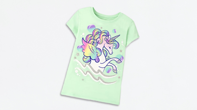 an Image of The Childrens Place Girls Unicorn Graphic Tees
