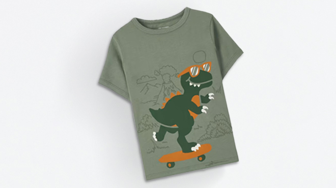 an Image of The Childrens Place Toddler Boys Dino Skateboard Graphic Tee